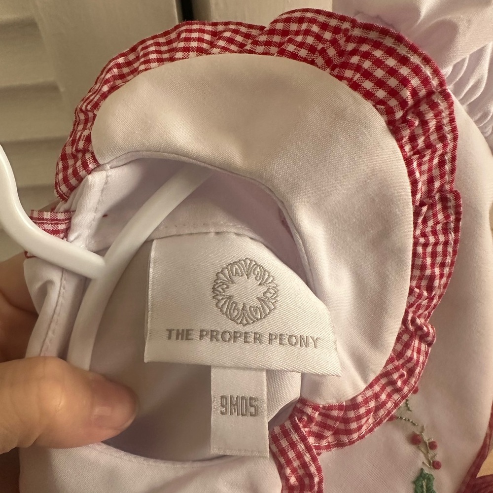 The Proper Peony Red and White Baby Bubble Romper with Bow - Picture 3 of 10